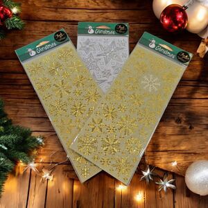 Christmas Crafts 2009 Gold Snowflakes and Silver Stars Holiday Outlines Stickers